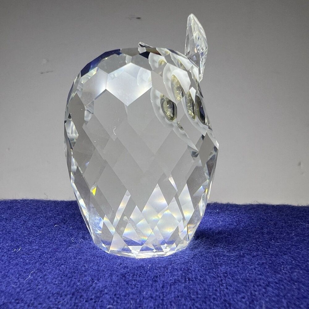 AUTHENTIC Swarovski OWL Crystal Figurine Paperweight Green/Yellow Eyes 2” - Picture 7 of 10